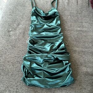 Windsor dark green satin backless dress